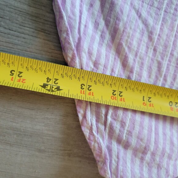 J.Crew Womens XL Striped Lavender & White Button-Up Cotton Shirt With Pocket - Picture 7 of 7